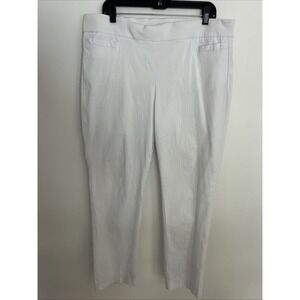 Carol Bay Women's White Long Casual Pants Elastic Waist Front Back Pockets 18/20